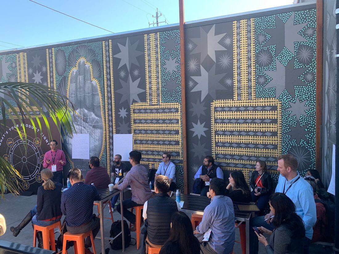 An outdoor breakout session at the Midway in San Francisco