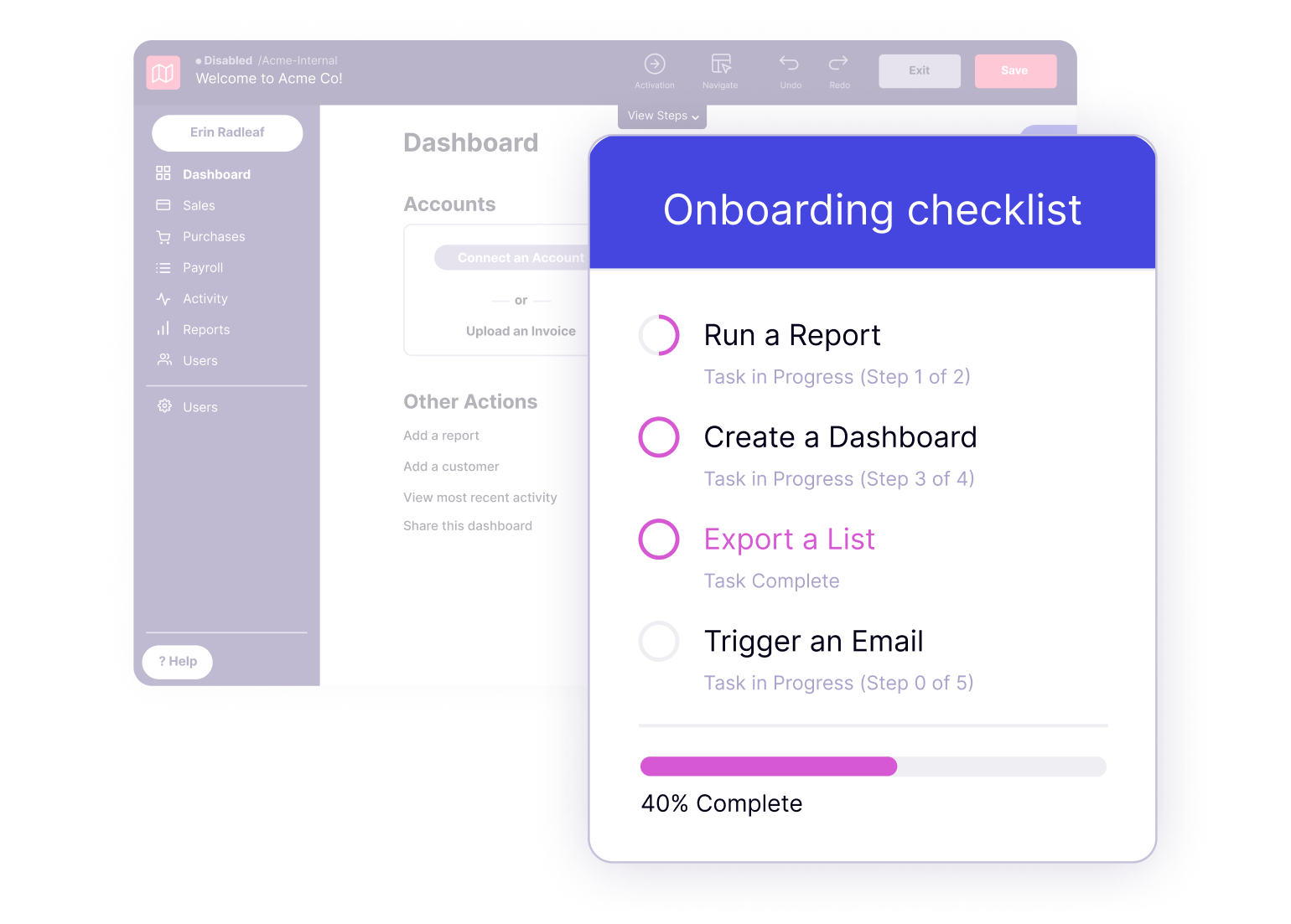 User onboarding checklist to help startups easily guide users