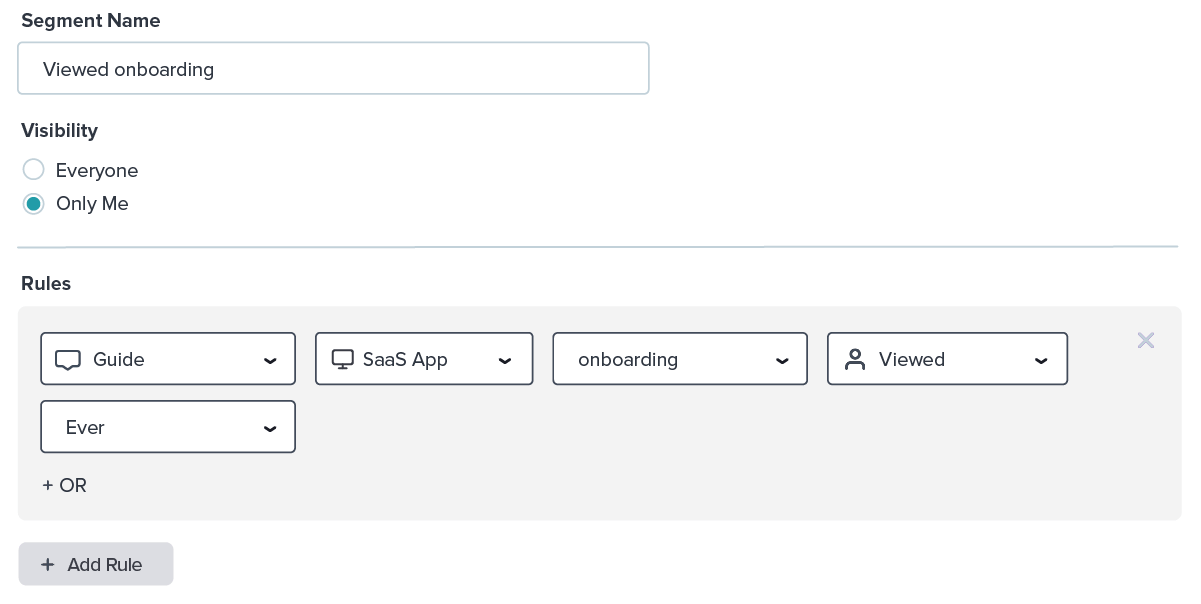 Measuring onboarding effectiveness - Pendo - User segment filtering