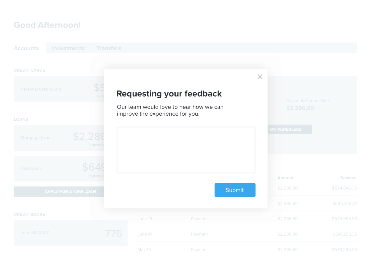 Pendo: financial services measure sentiment product shot