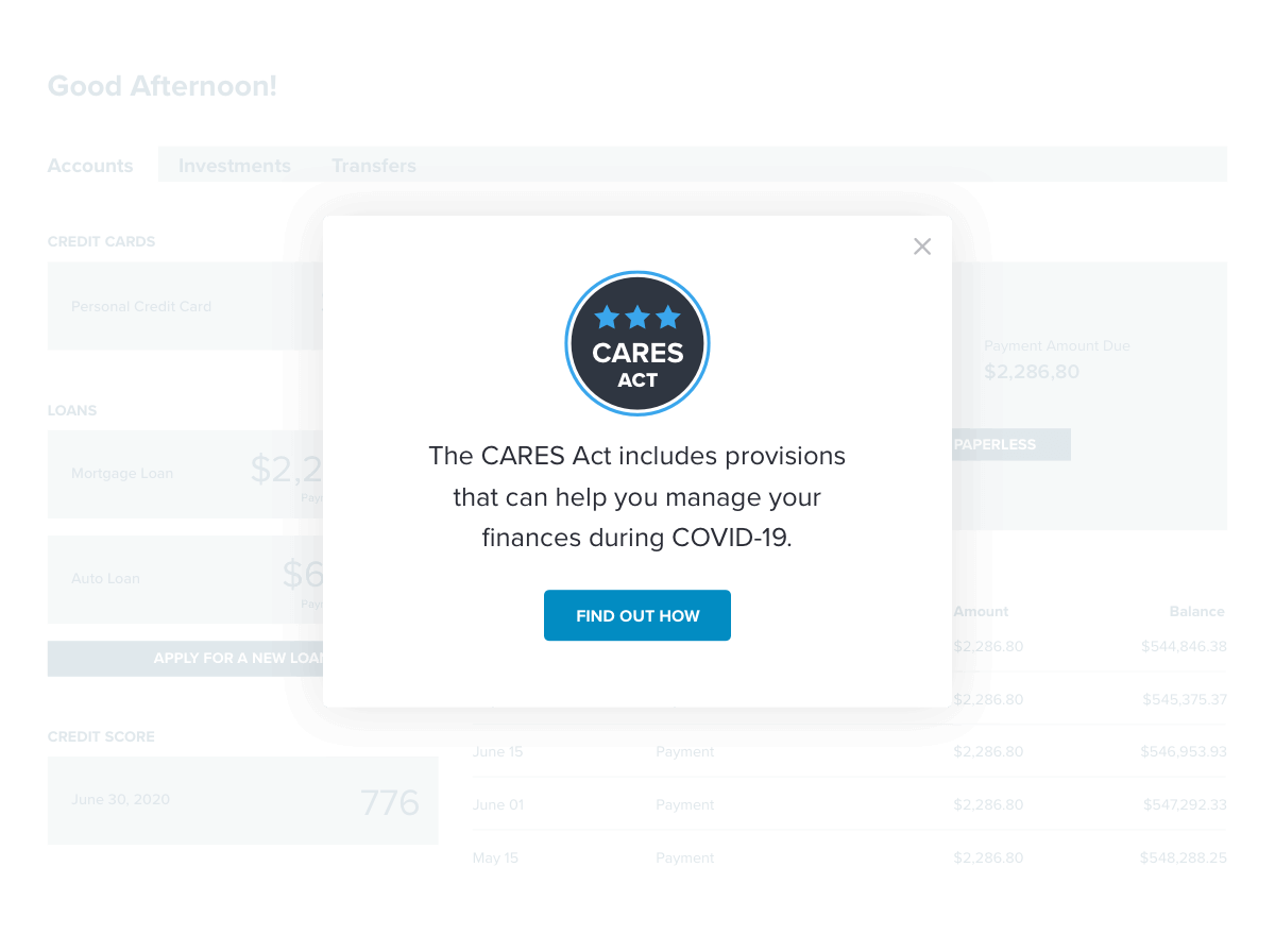 Pendo: financial services user communication product shot