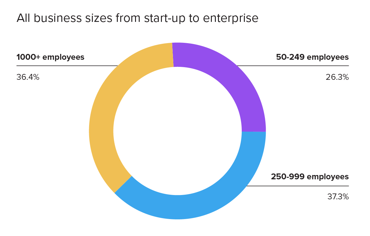 Pendo E-book: The view ahead - Product Management in the "New Normal" - Survey demographics Company sizes