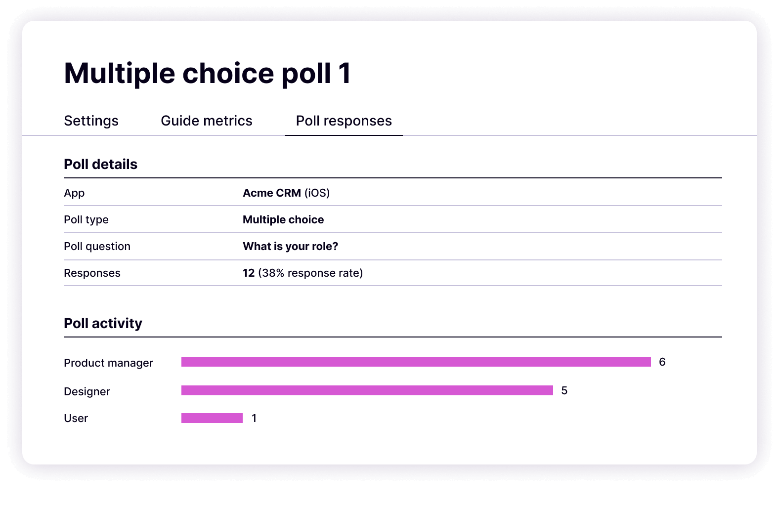 Add yes/no, multiple choice, and number scale polls to surveys fielded inside your product with Pendo