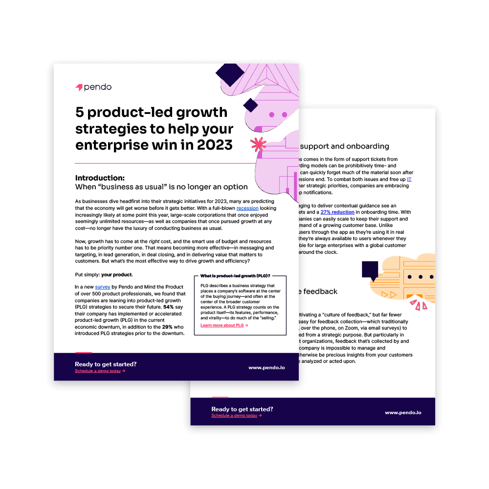 Pendo E-book: 5 product-led growth strategies to help your enterprise win in 2023 // Start reading
