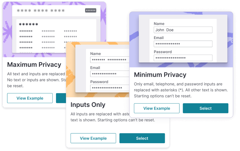 Session replay - privacy