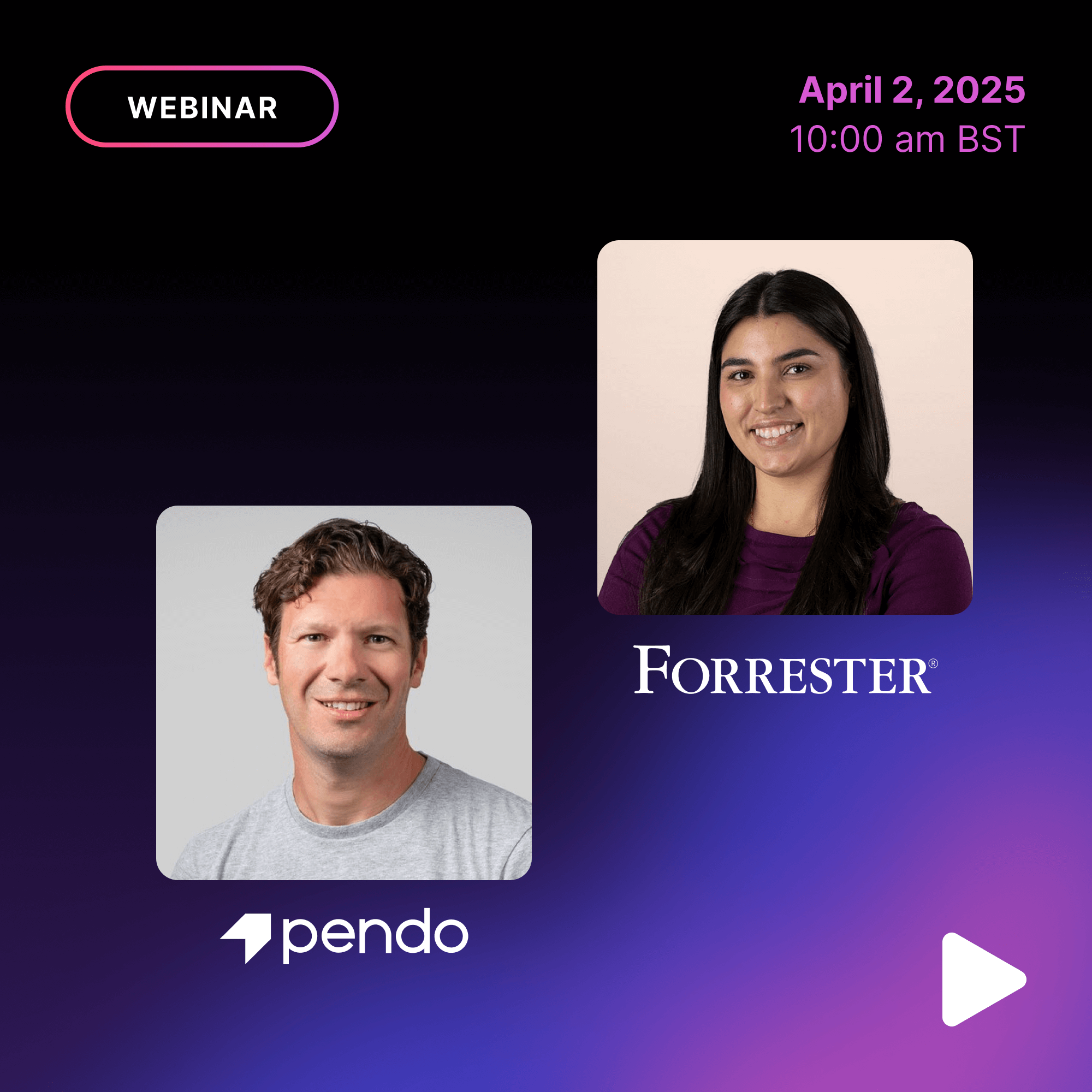 Pendo webinar: A TEI Study: Driving Employee Productivity and ROI with Pendo, featuring Forrester