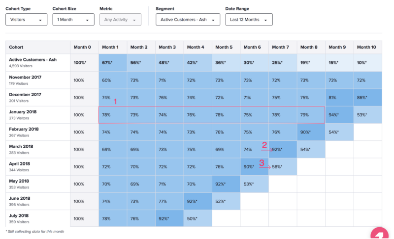 Pendo Retention Analytics Graph